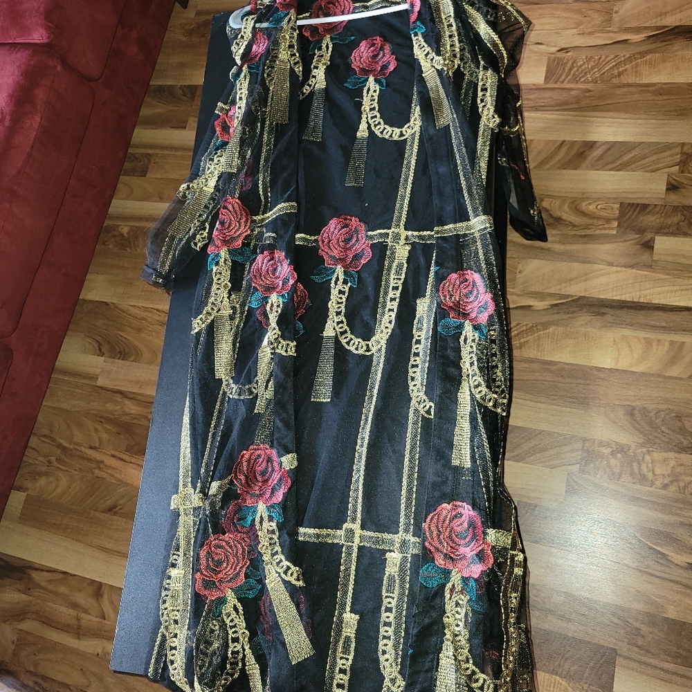 Baroque akira duster floral gypsy ethnic balksn mesh cover-up